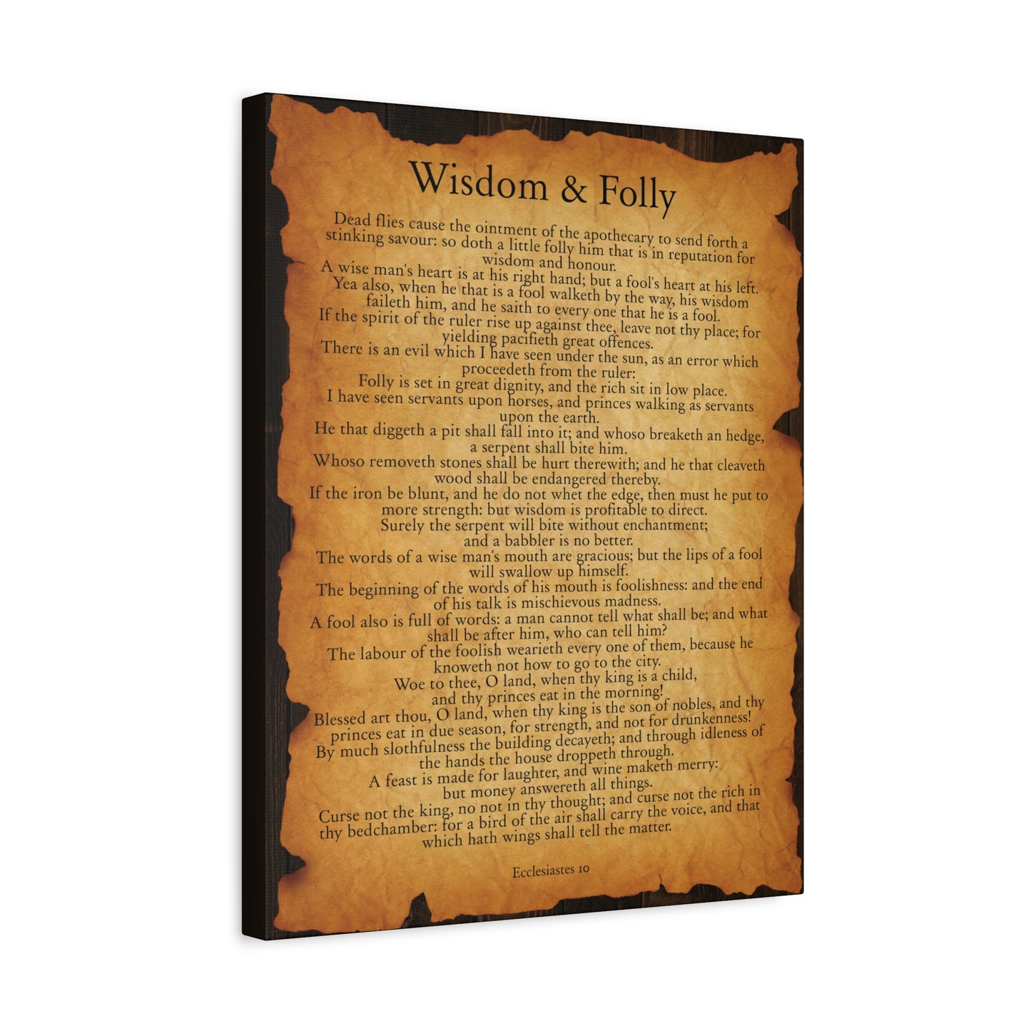 Scripture Walls Wisdom & Folly Ecclesiastes 10 Gold Brown Bible Verse Canvas Christian Wall Art Ready to Hang