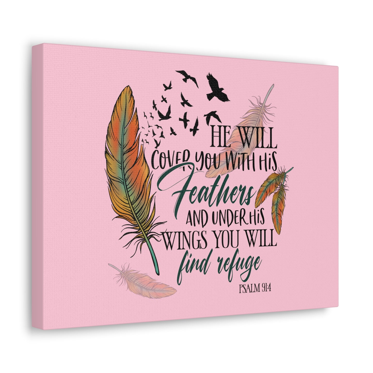Under His Wings Psalm 19:4 Christian Wall Art Bible Verse Print Ready to Hang