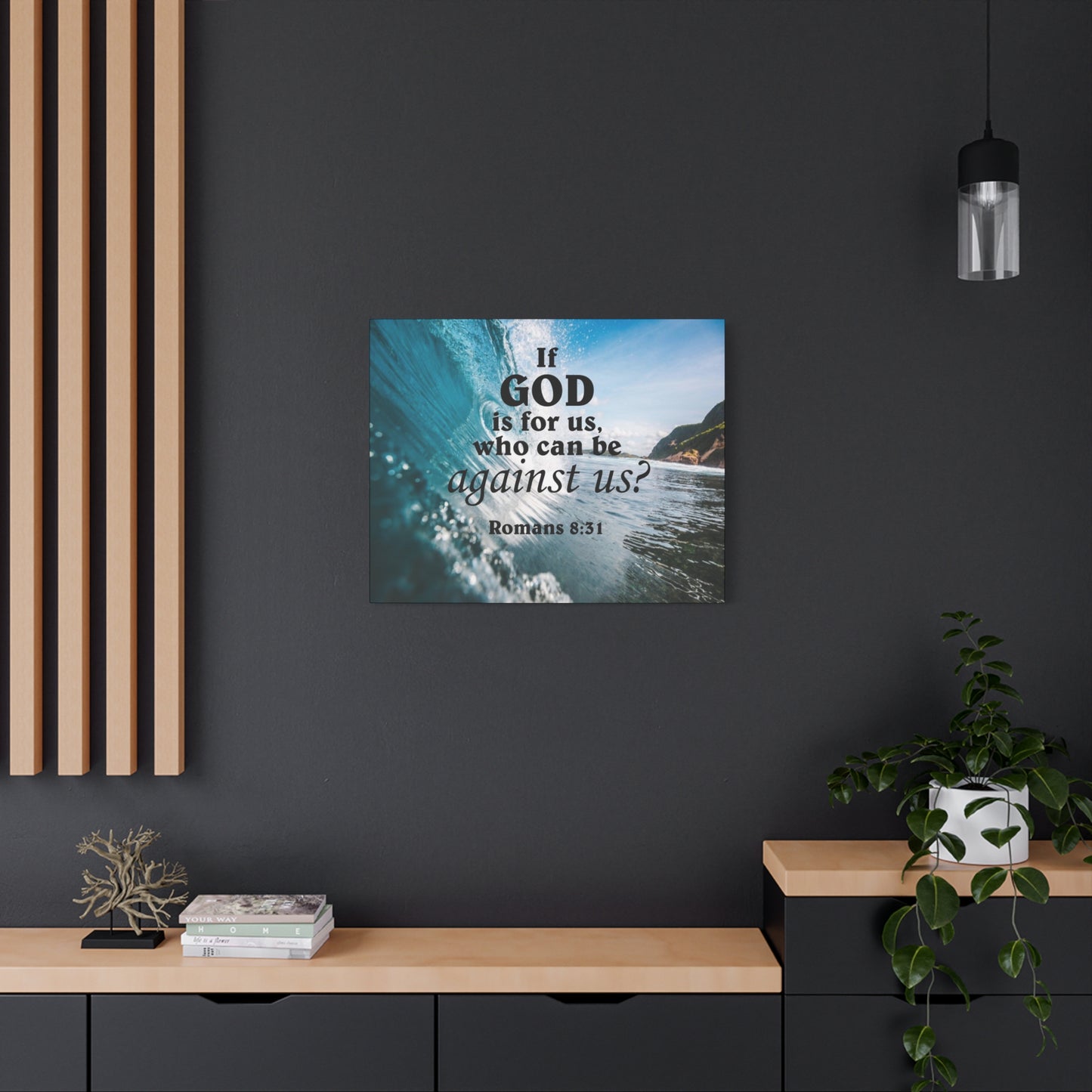 Scripture Canvas Fearless Romans 8:31 Christian Wall Art Bible Verse Print Ready to Hang
