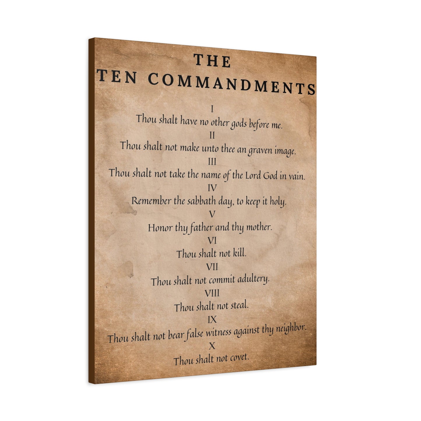 Scripture Canvas 10 Commandments Brown Christian Wall Art Bible Verse Print Ready to Hang