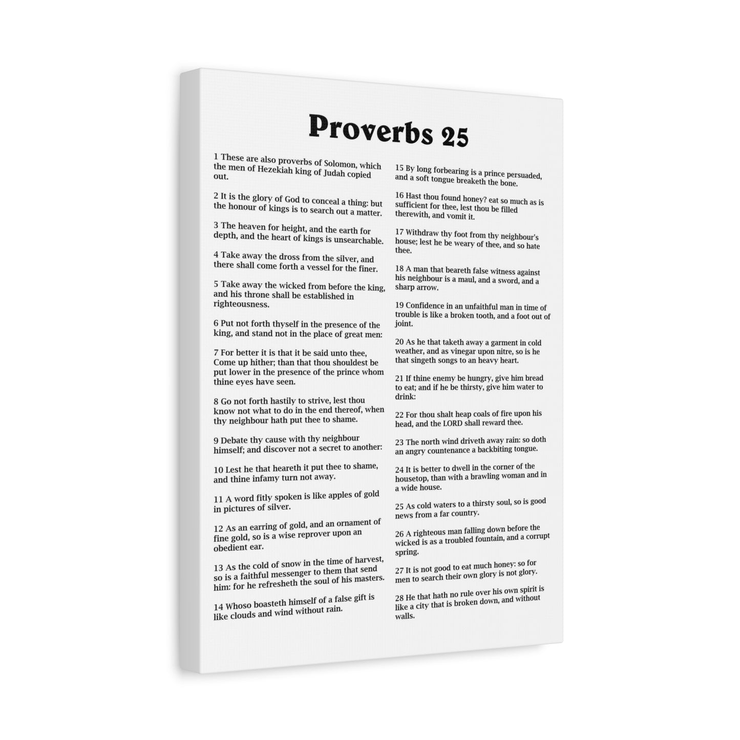 Scripture Walls Proverbs Chapter 25 White Bible Canvas Christian Wall Art Ready to Hang Unframed