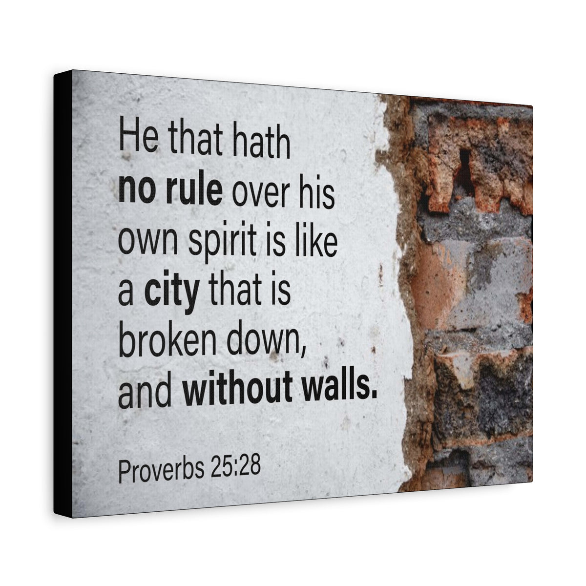 Scripture Canvas No Rule Without Walls Proverbs 25:28 Christian Wall Art Bible Verse Print Ready to Hang