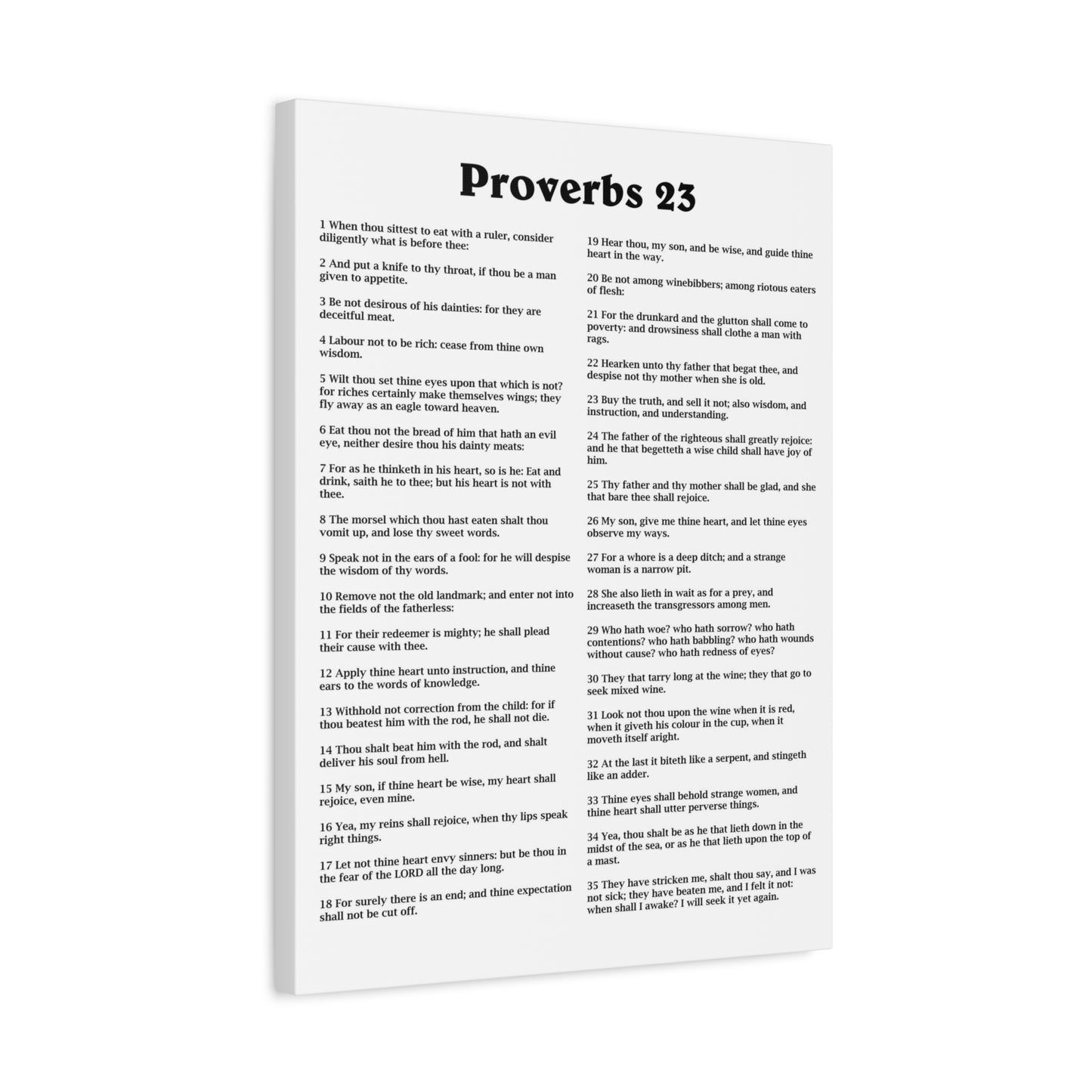 Scripture Walls Proverbs Chapter 23 White Bible Canvas Christian Wall Art Ready to Hang Unframed