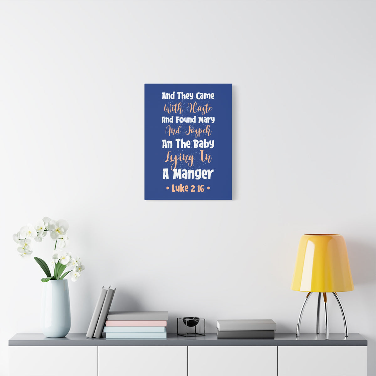 Scripture Canvas With Haste Luke 2:16 Christian Wall Art Bible Verse Print Ready to Hang