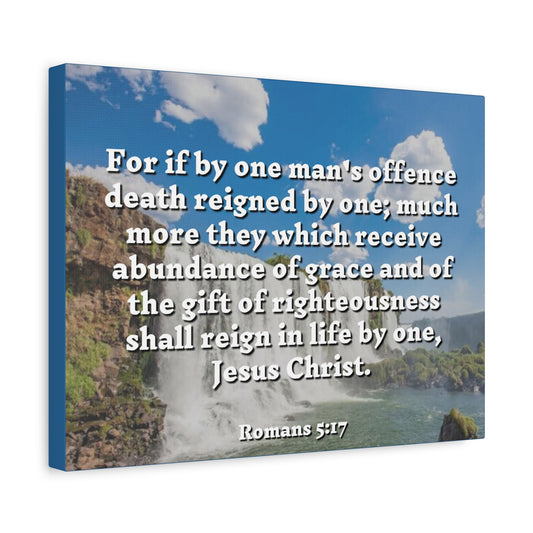 Scripture Canvas Gift Of Righteousness Romans 5:17 Christian Wall Art Bible Verse Print Ready to Hang