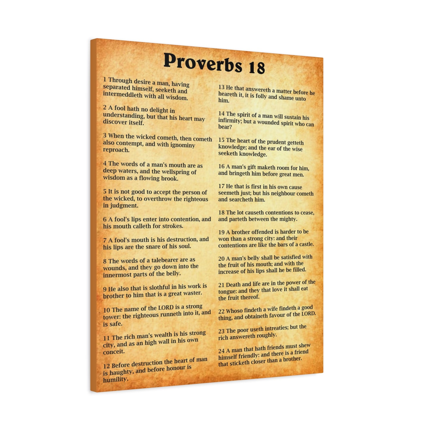 Scripture Walls Proverbs Chapter 18 Gold Bible Canvas Christian Wall Art Ready to Hang Unframed