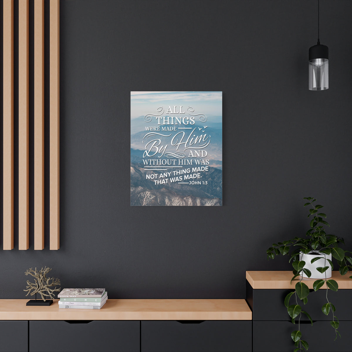 Scripture Canvas Made by Him John 1:3 Christian Wall Art Bible Verse Print Ready to Hang