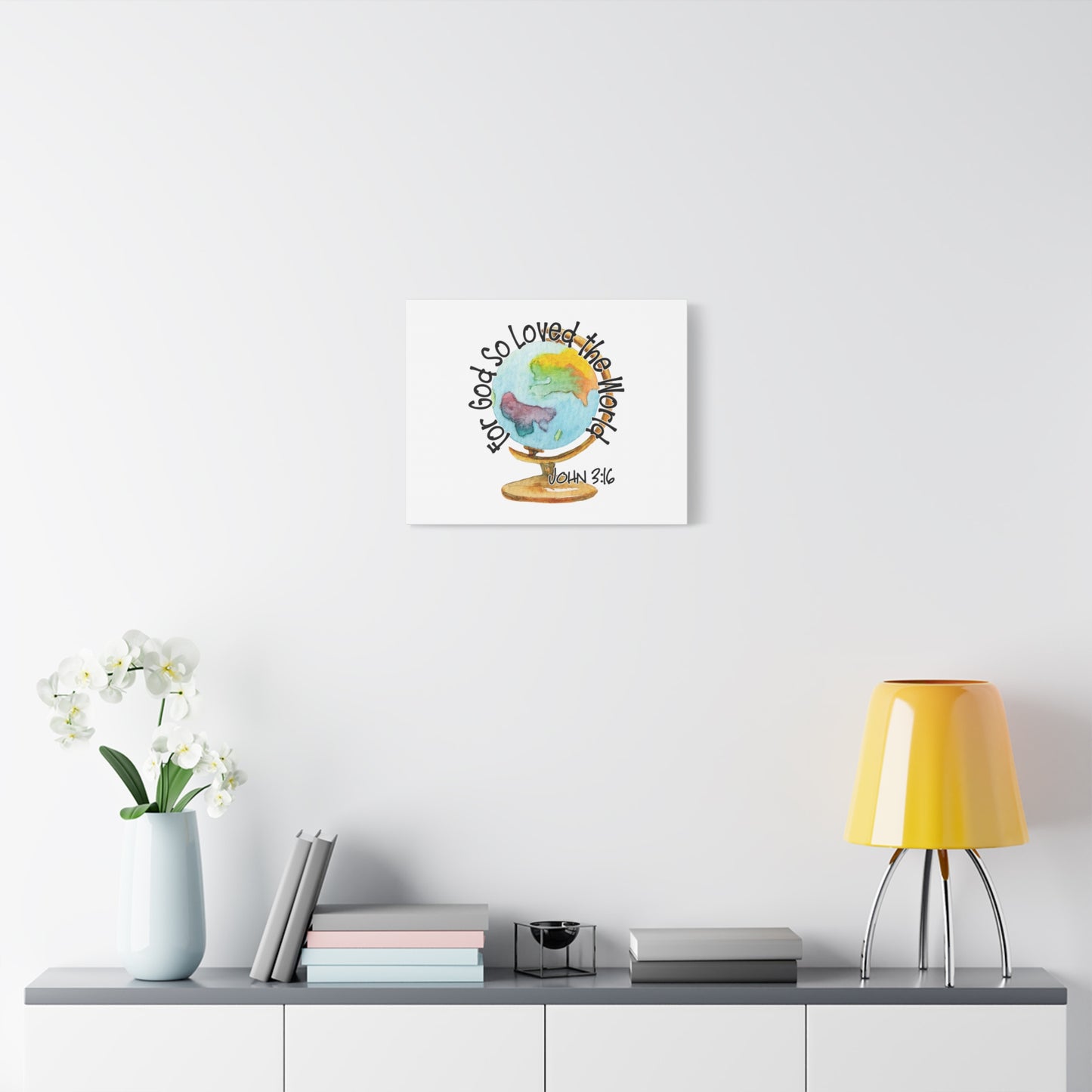 Scripture Canvas For God So Loved The World John 3:16 Christian Wall Art Bible Verse Print Ready to Hang