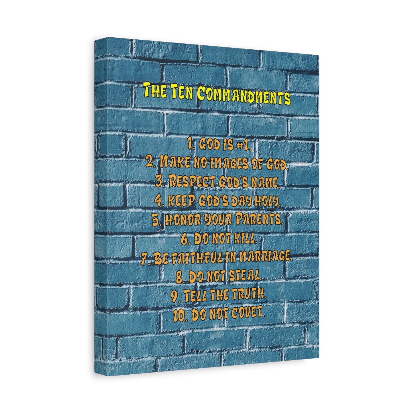 Scripture Canvas 10 Commandments For Kids Brick Wall Christian Wall Art Print Ready to Hang