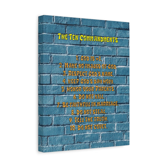 Scripture Canvas 10 Commandments For Kids Brick Wall Christian Wall Art Print Ready to Hang