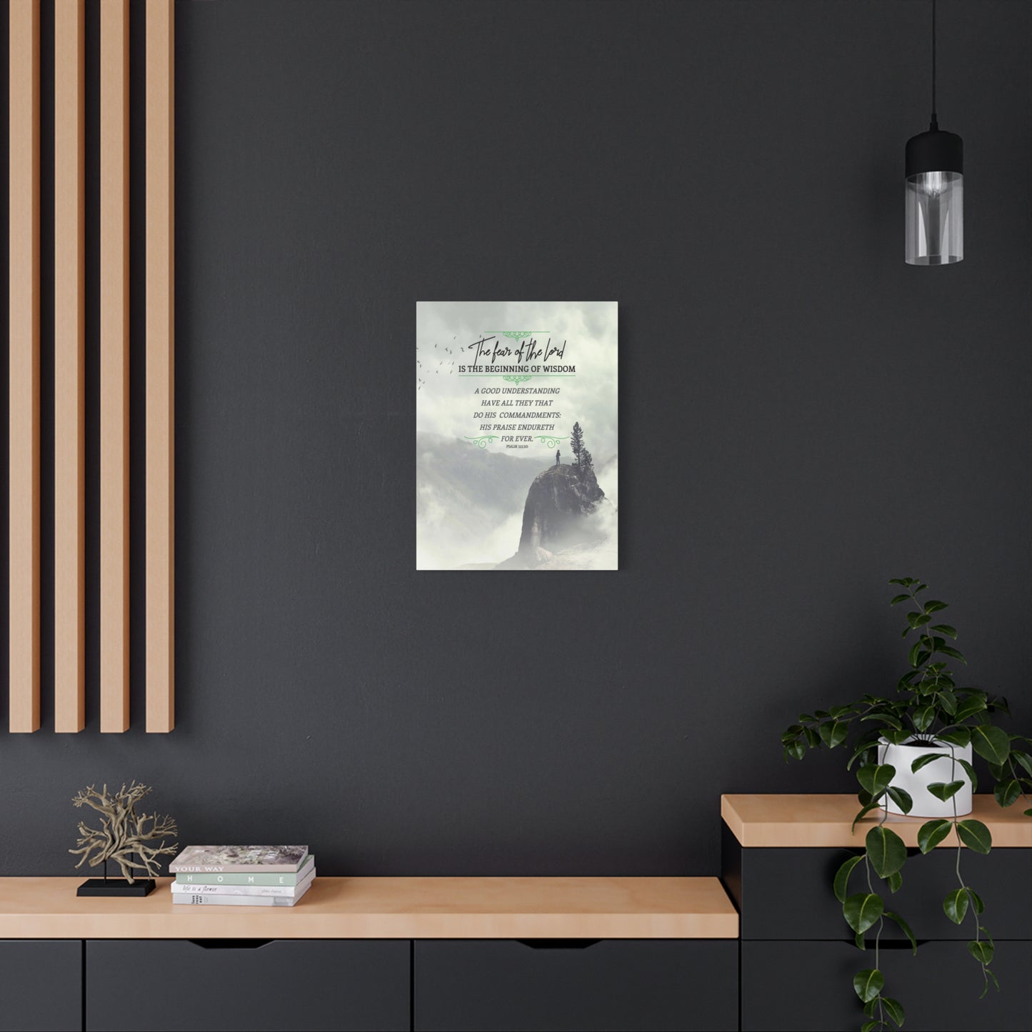 Scripture Canvas The Fear of The Lord Psalm 111:10 Christian Wall Art Bible Verse Print Ready to Hang