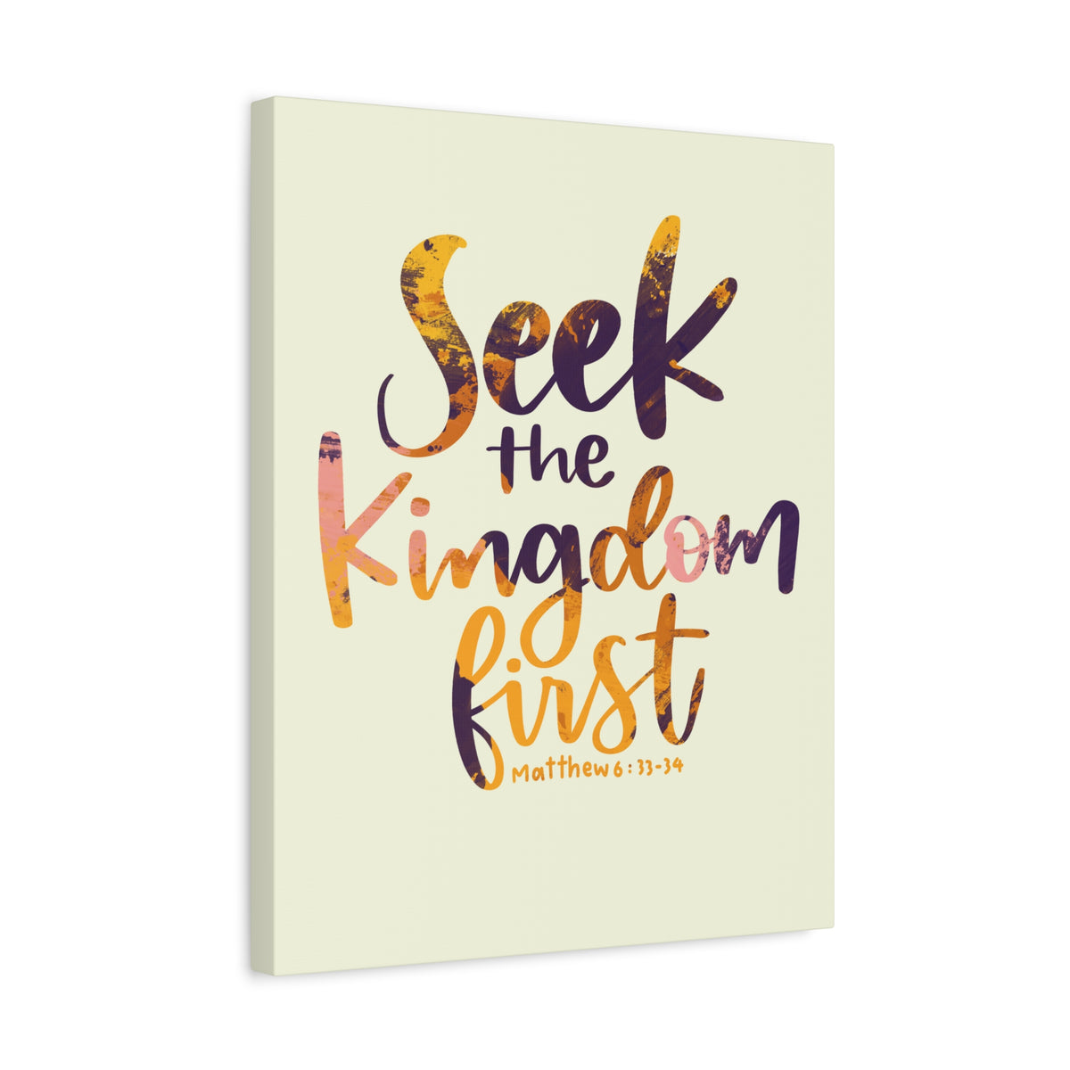 Scripture Canvas Seek The Kingdom First Matthew 6:33-34 Wall Art Bible Verse Print Ready to Hang