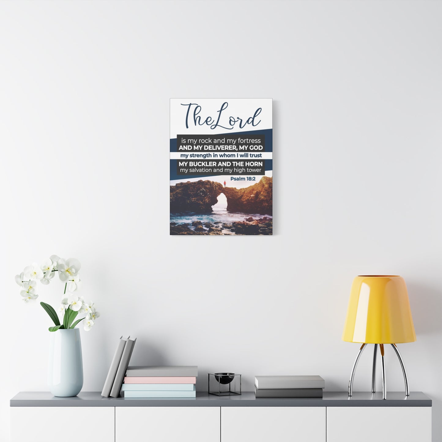 Scripture Canvas The Lord is My Rock Psalm 18:2 KJV Christian Wall Art Bible Verse Print Ready to Hang