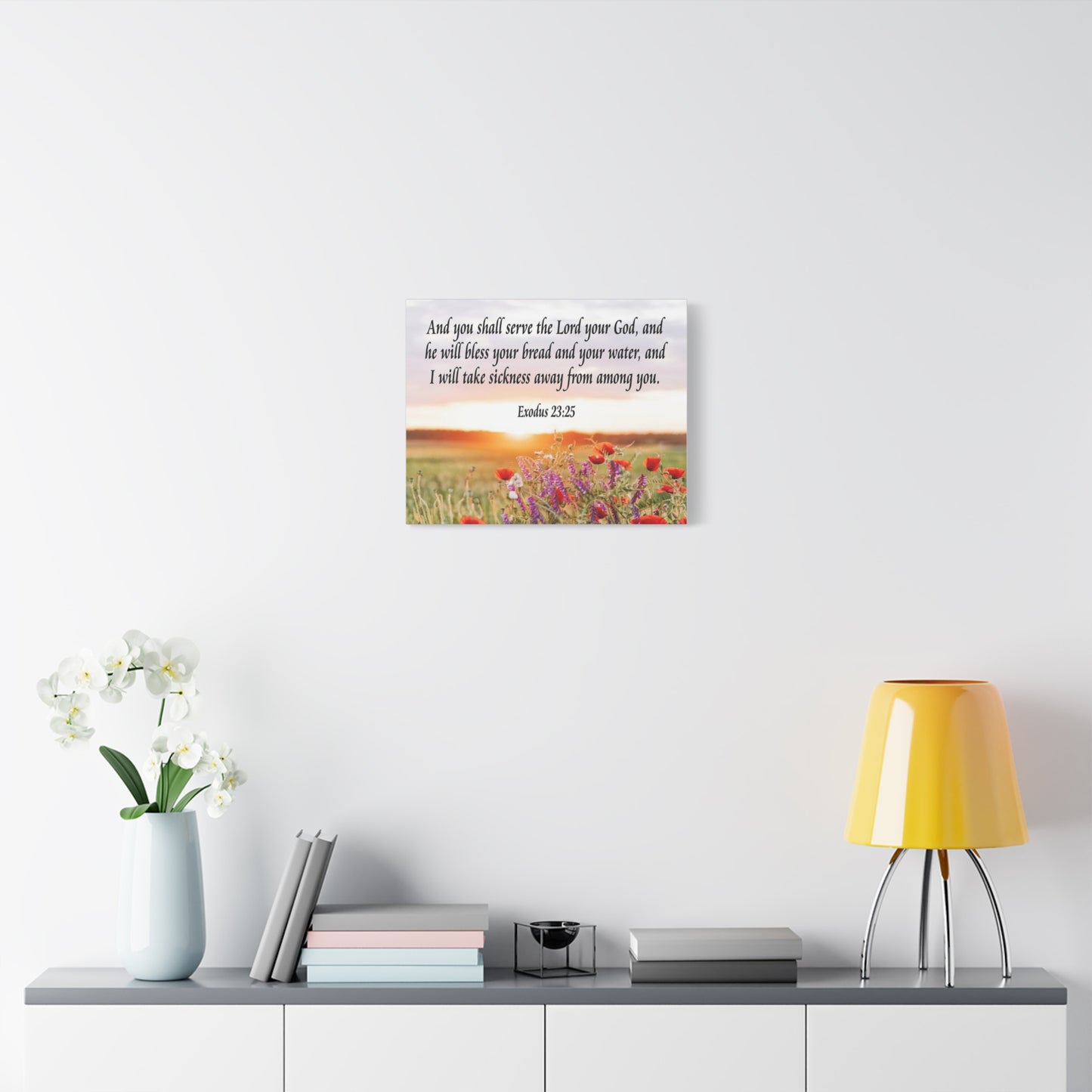 Bible Verse Canvas And You Shall Serve the Lord Exodus 23:25 Scripture Wall Art Christian Home Decor