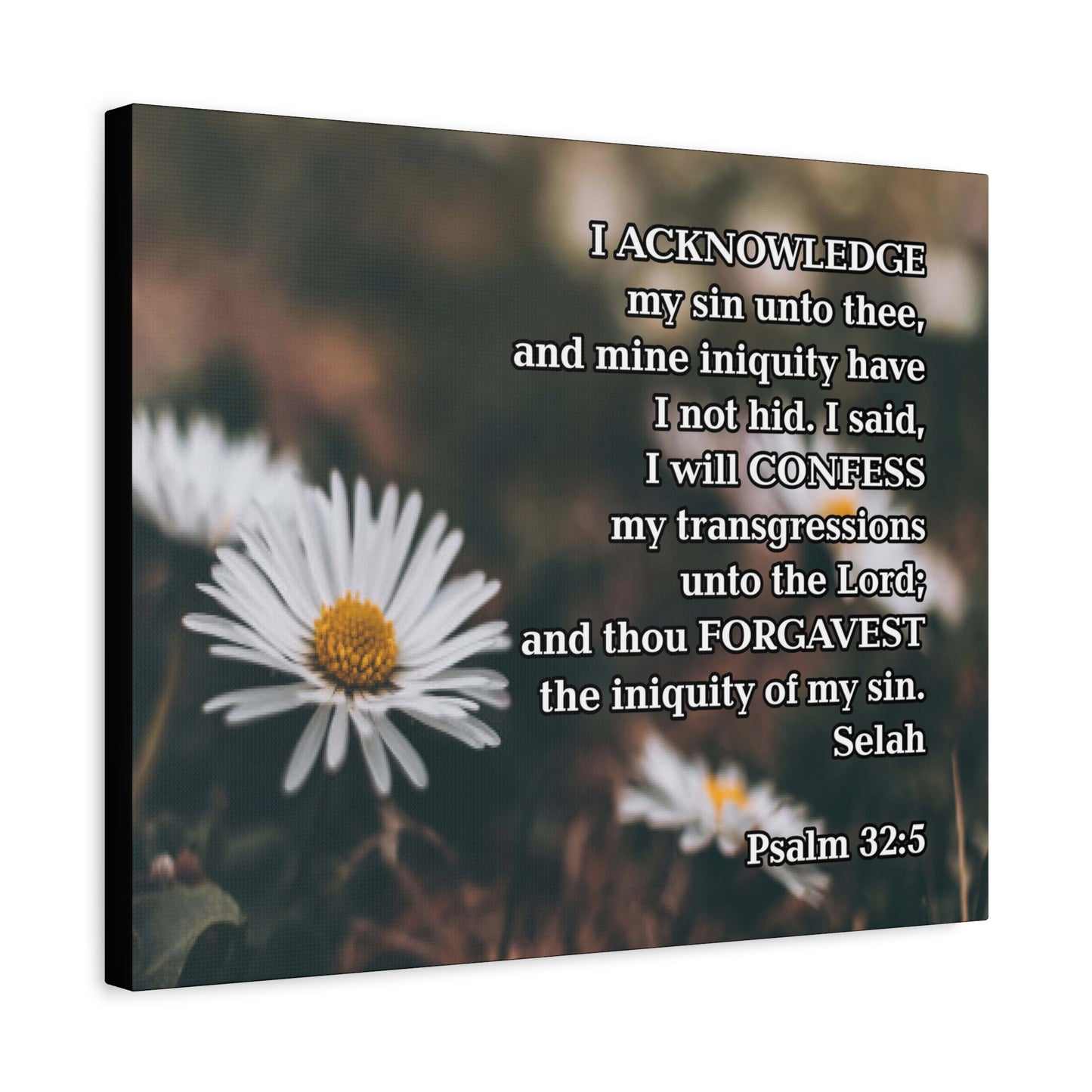 Bible Verse Canvas Acknowledge and Confess Unto the Lord Psalm 32:5 Wall Art Christian Home Decor