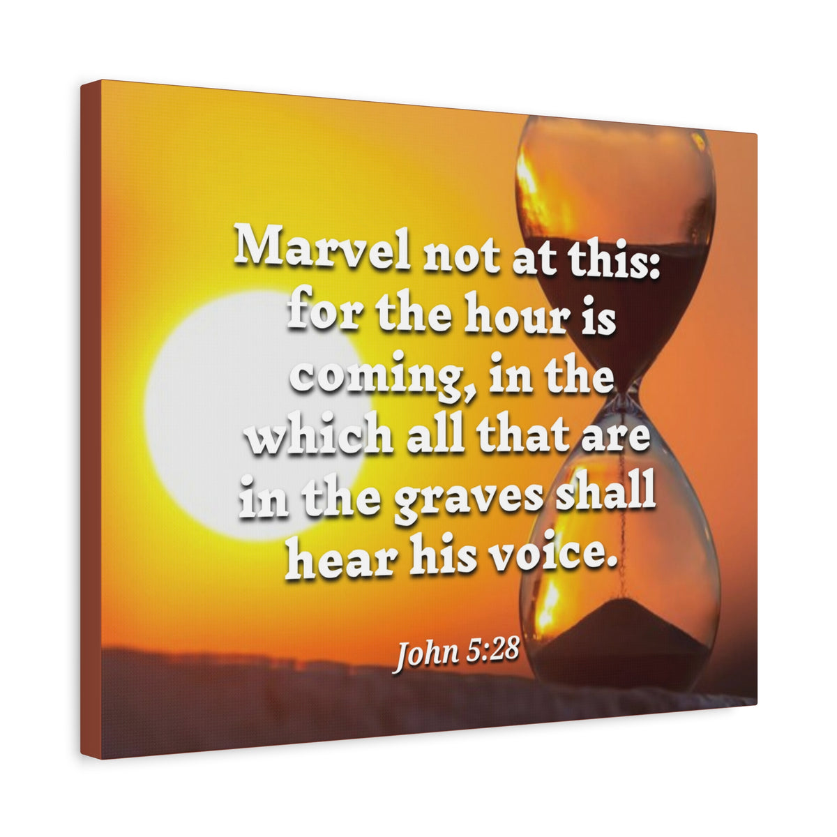 Scripture Canvas Hear His Voice John 5:28 Christian Wall Art Bible Verse Print Ready to Hang