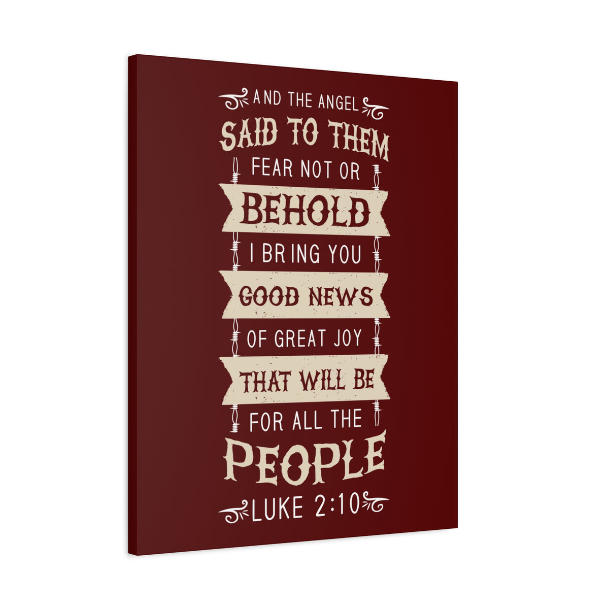 Scripture Canvas Great Joy Luke 2:10 Christian Wall Art Bible Verse Print Ready to Hang