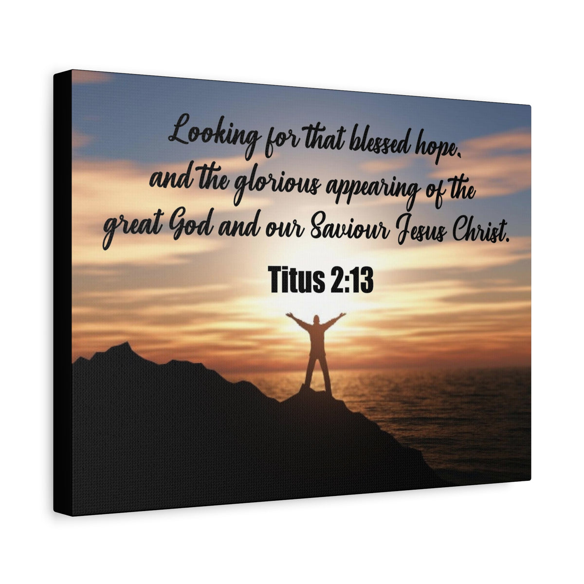 Scripture Canvas Glorious Appearing Titus 2:13 Christian Wall Art Bible Verse Print Ready to Hang