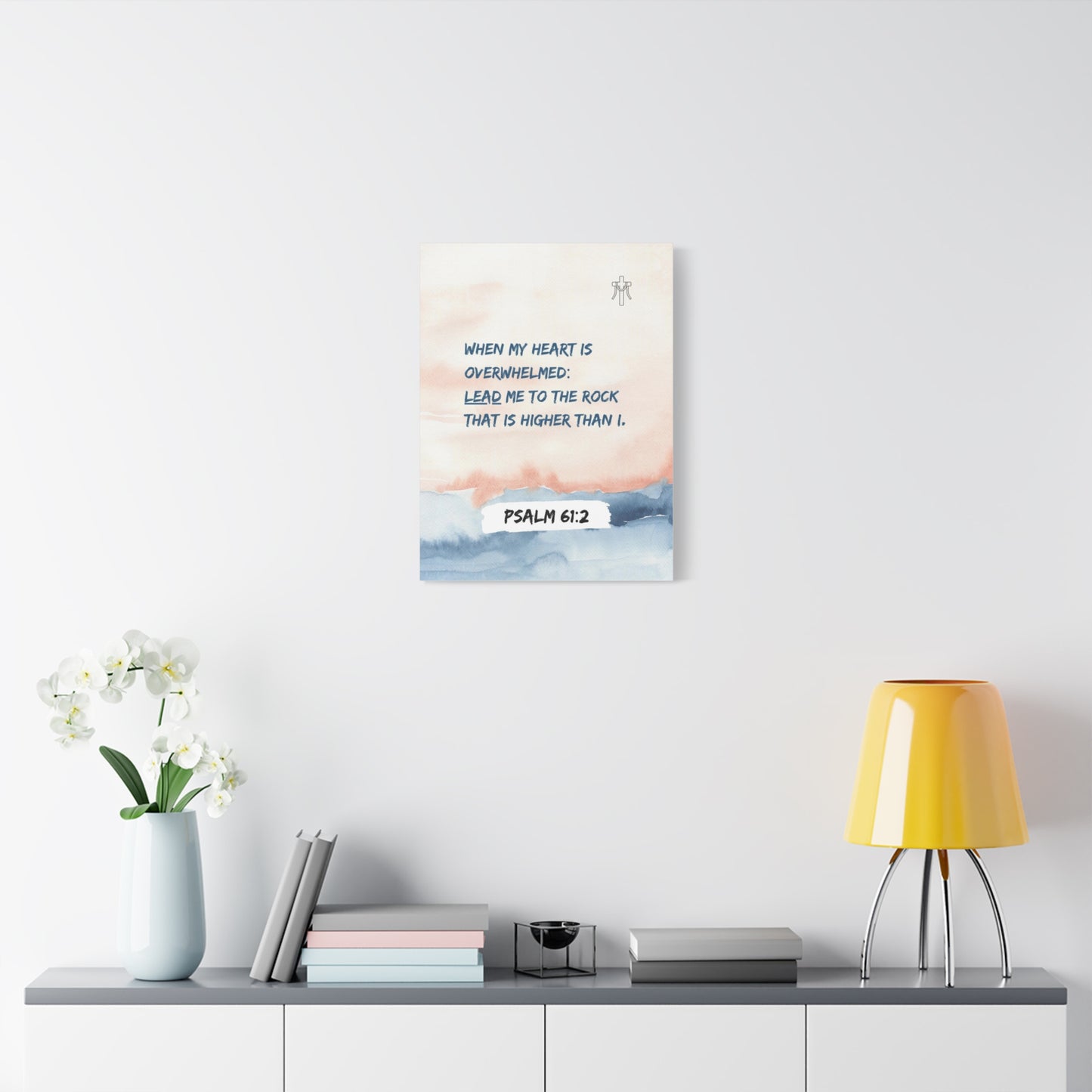 Scripture Walls Psalm 61:2 Lead Me to the Rock Bible Verse Canvas Christian Wall Art Ready to Hang Unframed