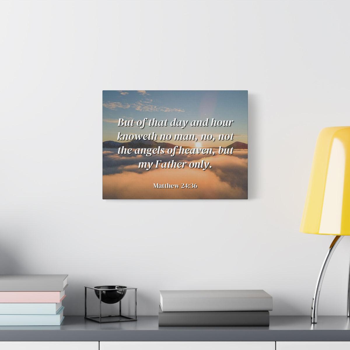 Scripture Canvas Angels Of Heaven Matthew 24:36 Christian Wall Art Bible Verse Print Ready to Hang