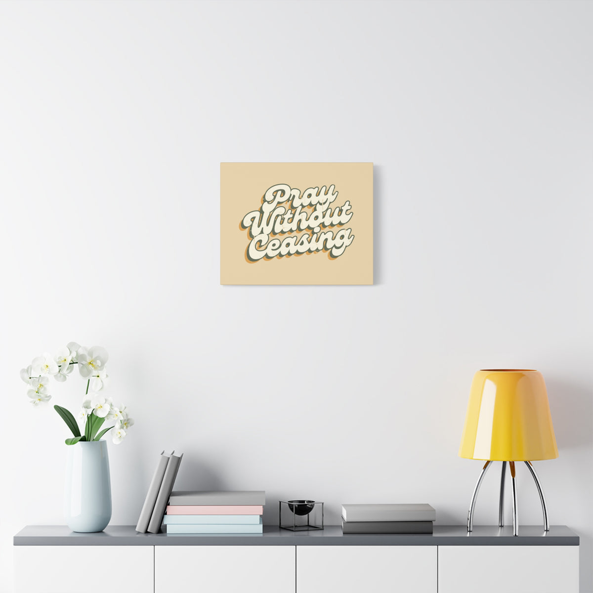 Scripture Canvas Pray Without Ceasing 1 Thessalonians 5:17 90's Christian Wall Art Bible Verse Print Ready to Hang