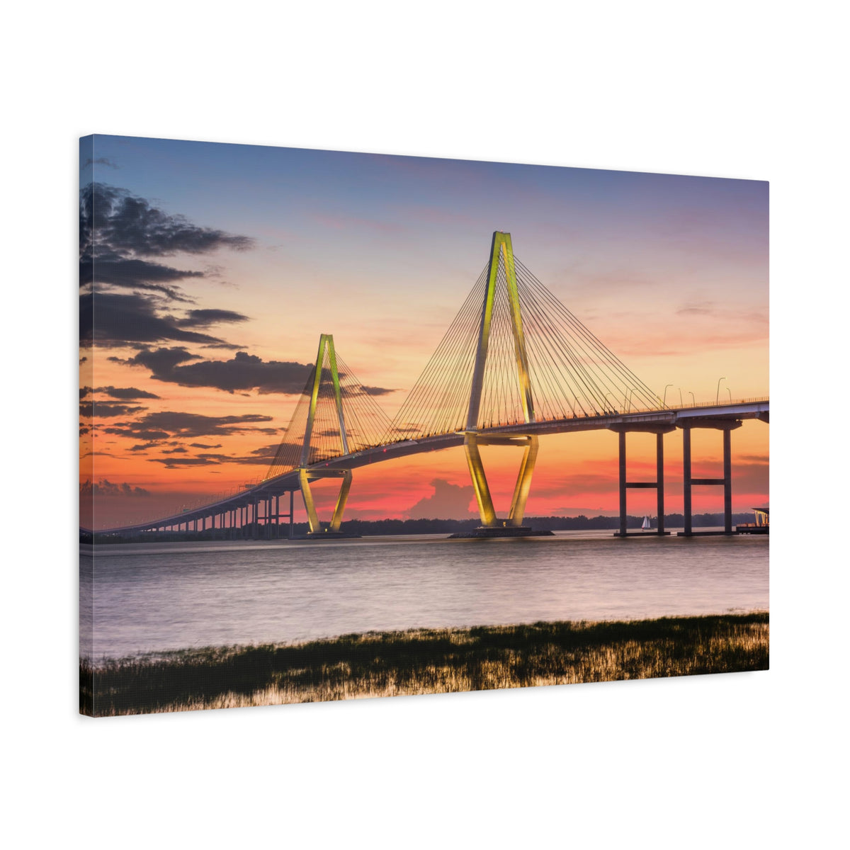 Jr Cooper River Bridge Charleston South Carolina Nature Wilderness Photography Canvas Wall Art for Home Decor Ready-to-Hang
