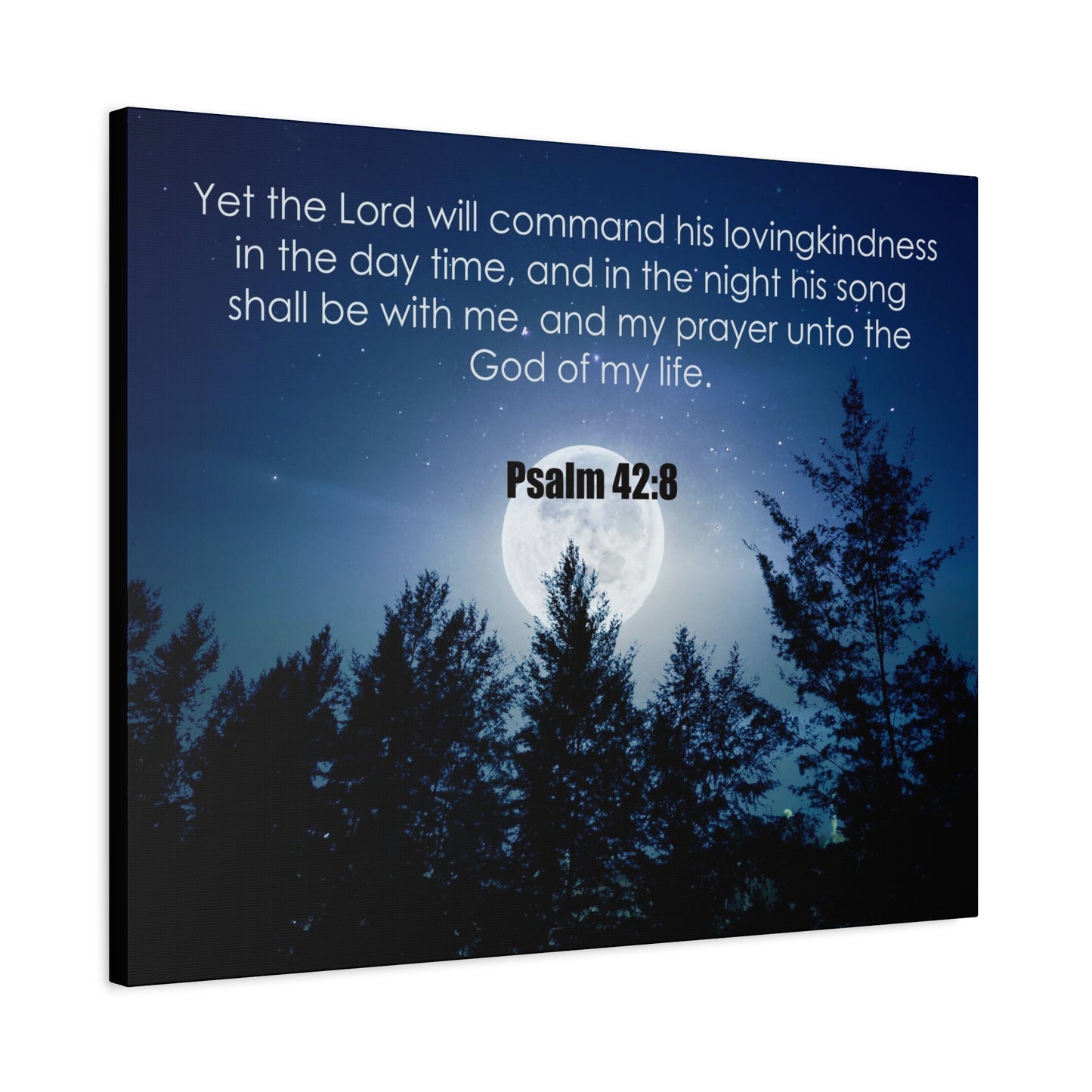 Bible Verse Canvas God of My Life Psalm 42:8 Christian Home Décor Wall Art Scripture Ready to Hang Faith Print