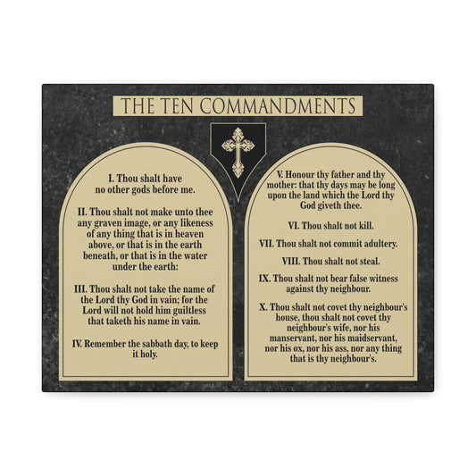 Ten Commandments Wood Brown Christian Wall Art Print Ready to Hang