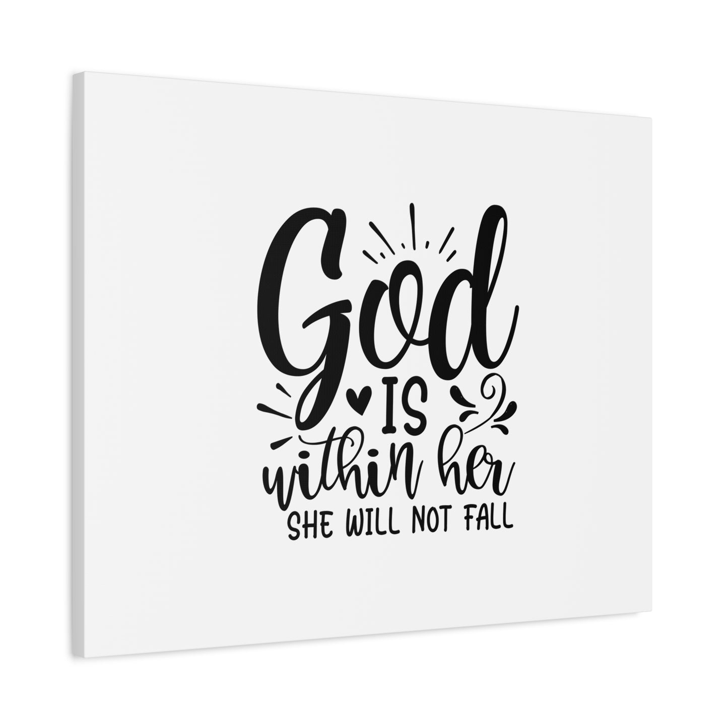 Scripture Canvas She Will Not Fall Psalms 46:5 Heart Christian Wall Art Bible Verse Print Ready to Hang