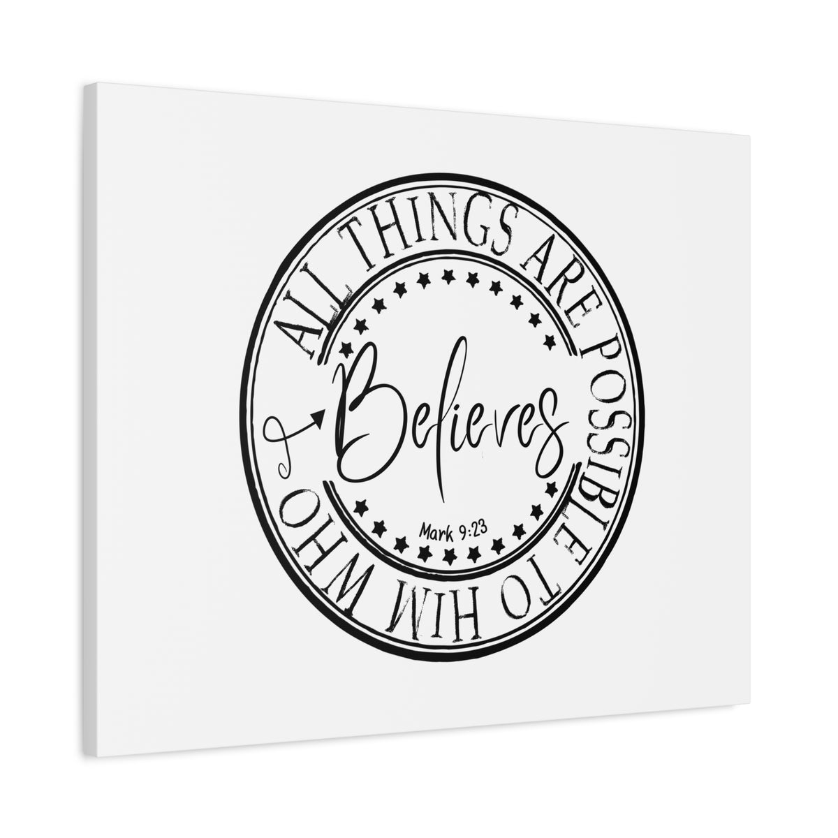 Scripture Canvas All Things Are Possible Mark 9:23 Christian Wall Art Bible Verse Print Ready to Hang