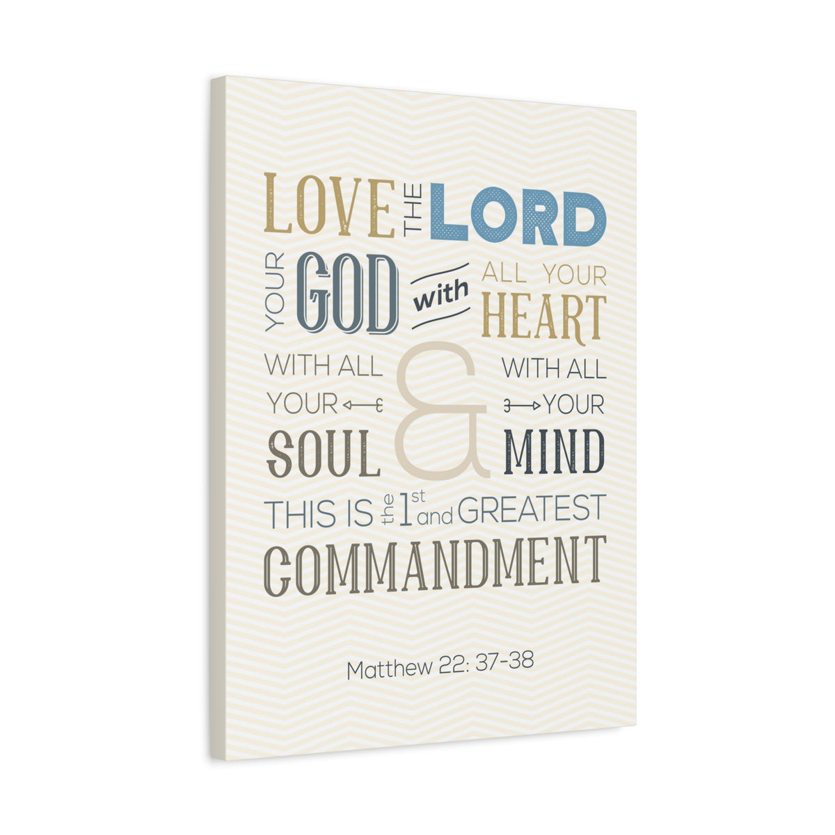 Scripture Canvas Love The Lord Matthew 22:37-38 Christian Wall Art Bible Verse Print Ready to Hang