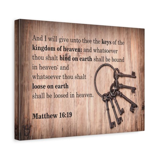 Scripture Canvas Bind on Earth Matthew 16:19 Christian Wall Art Bible Verse Print Ready to Hang