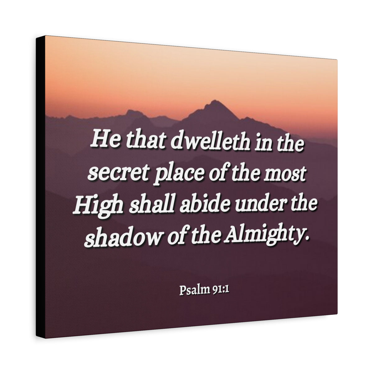 Scripture Canvas The Almighty Psalms 91:1 Christian Wall Art Bible Verse Print Ready to Hang