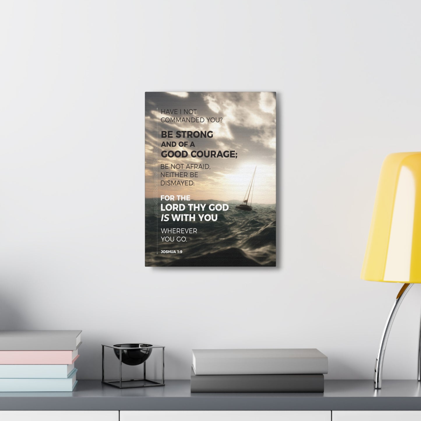 Good Courage Joshua 1:9 Sea Christian Wall Art Bible Verse Print Ready to Hang