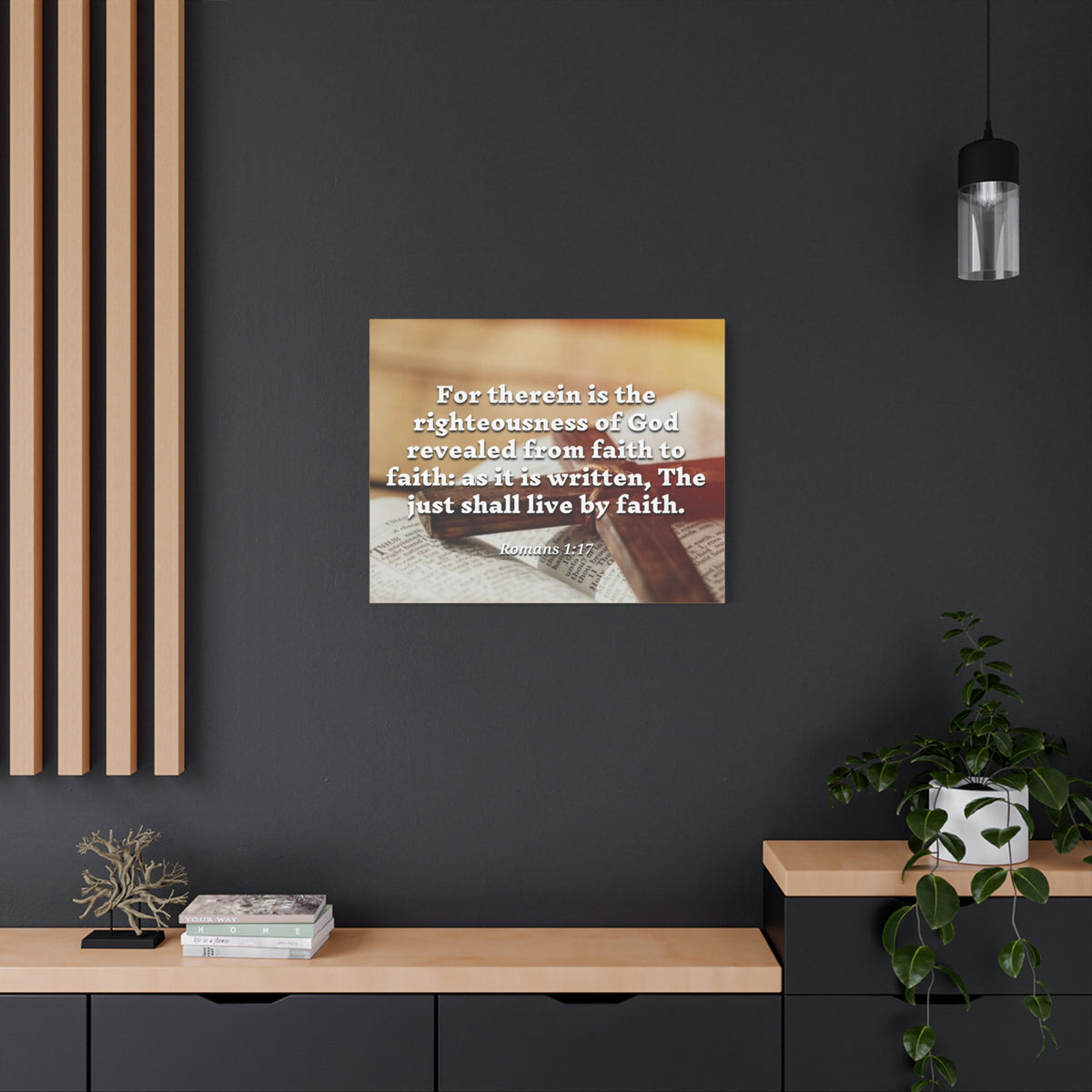 Scripture Canvas Live By Faith Romans 1:17 Christian Wall Art Bible Verse Print Ready to Hang