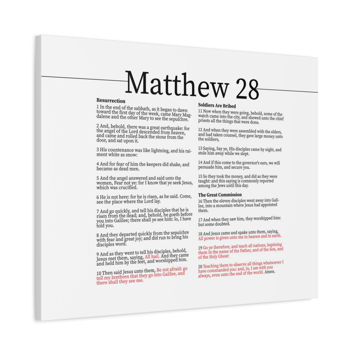 Scripture Canvas Resurrection Of Christ Matthew 28 Christian Wall Art Bible Verse Print Ready to Hang