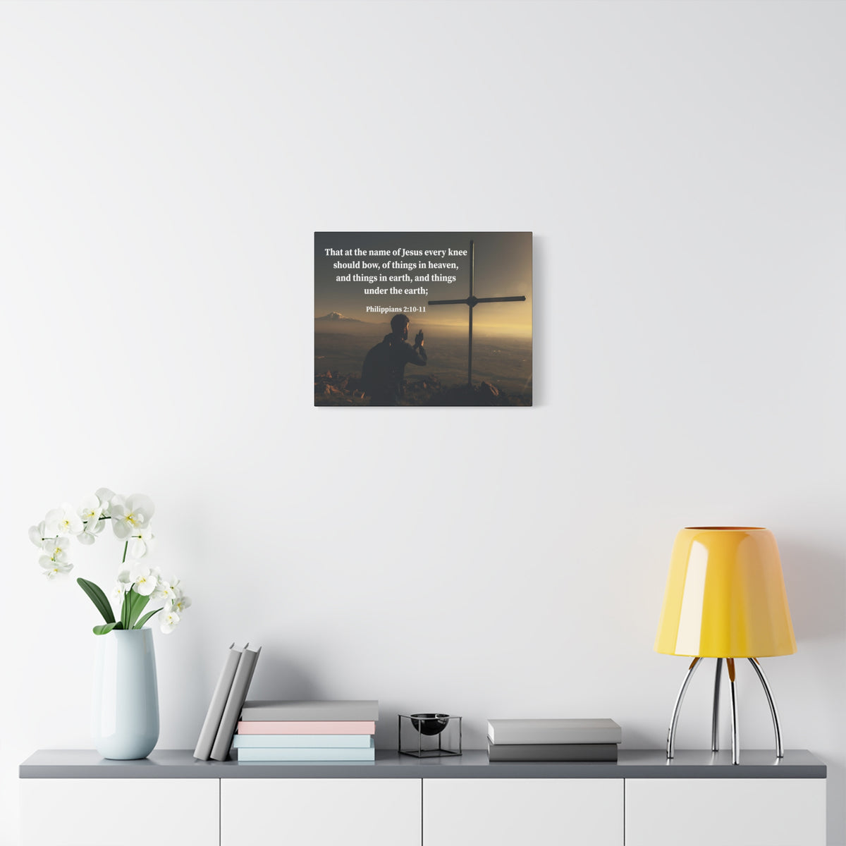 Scripture Canvas Every Knee Shall Bow Philippians 2:10-11 Christian Wall Art Bible Verse Print Ready to Hang