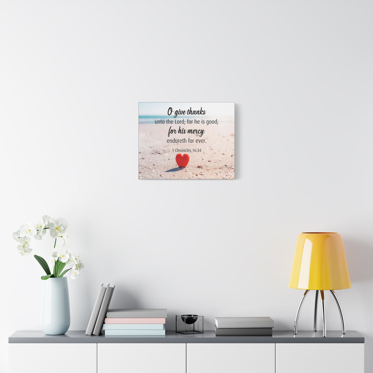 Scripture Canvas Give Thanks Unto The Lord 1 Chronicles 16:34 Christian Wall Art Bible Verse Print Ready to Hang