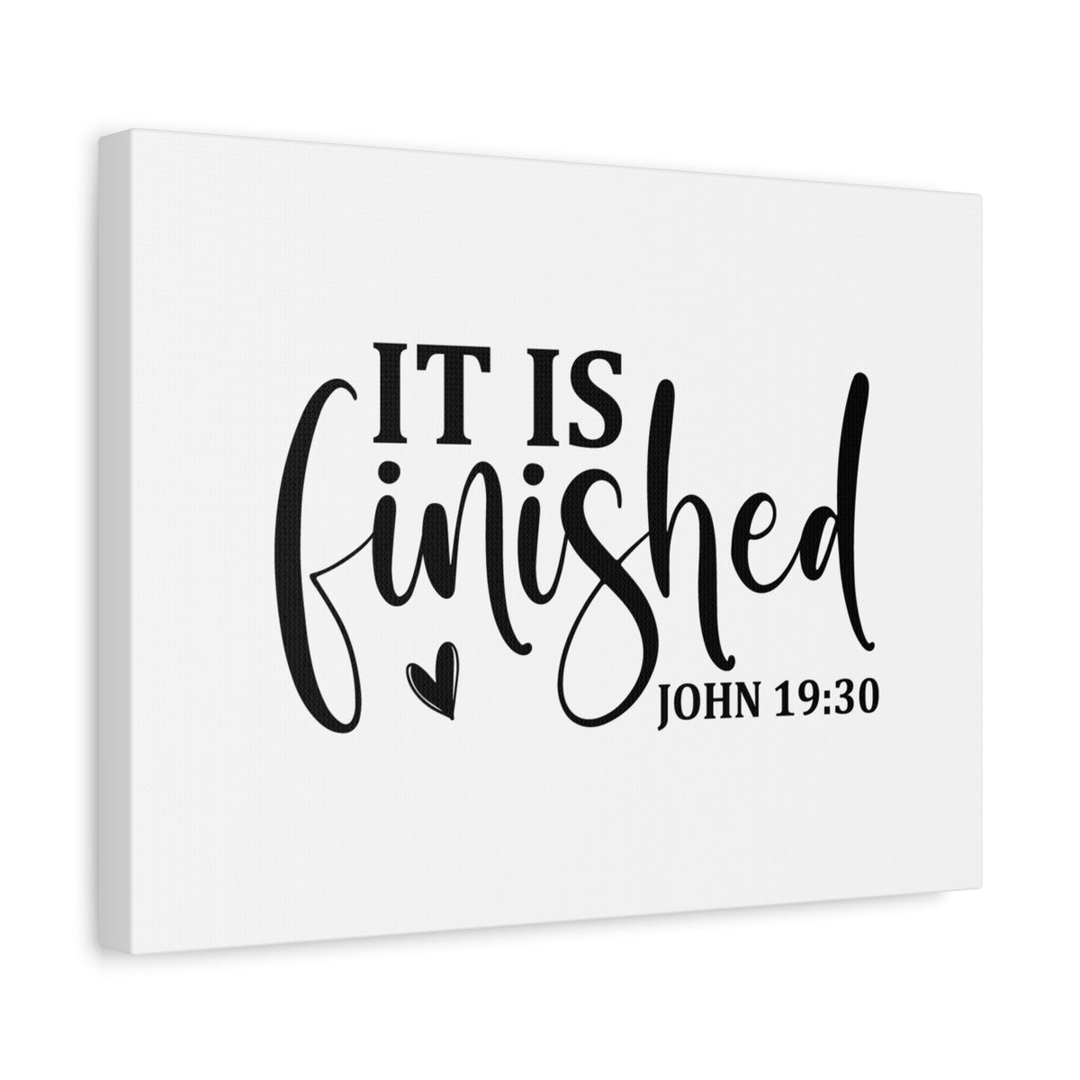 Scripture Canvas It Is Finished Heart John 19:30 Christian Wall Art Bible Verse Print Ready to Hang