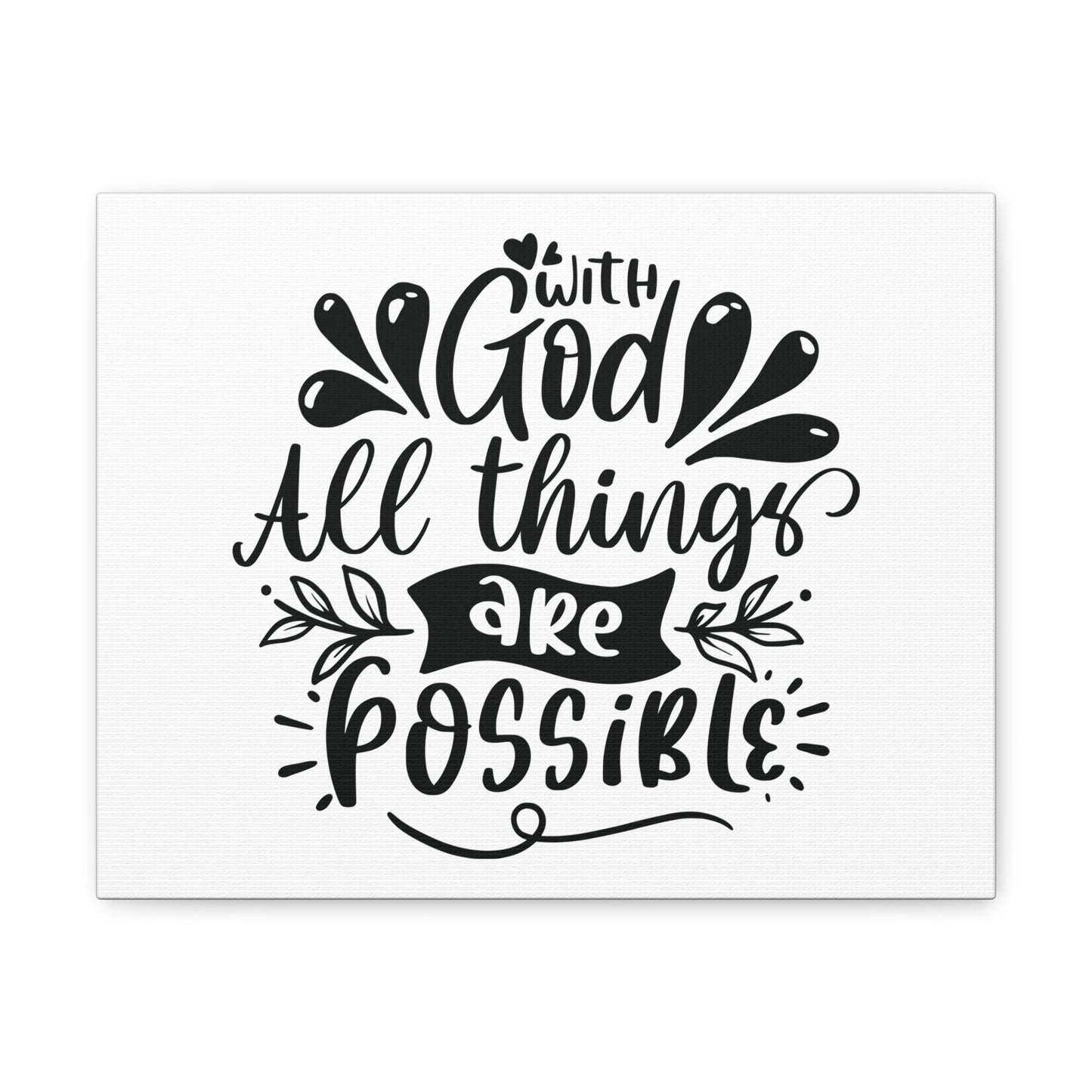 With God All Things Are Possible Matthew 19:26 Christian Wall Art Bible Verse Print Ready to Hang