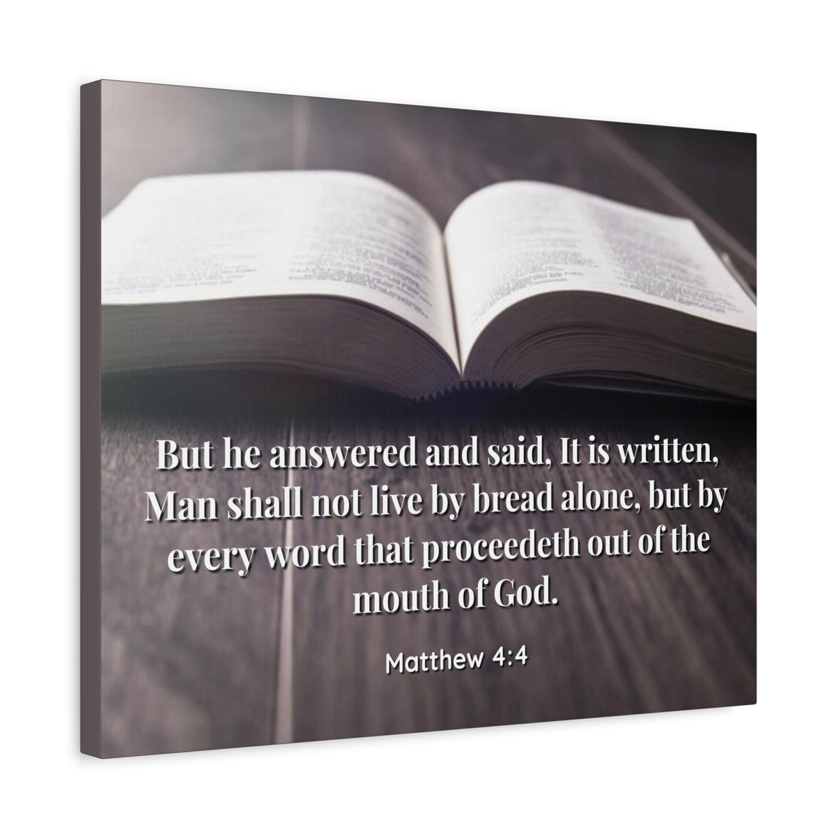 Scripture Canvas Mouth Of God Matthew 4:4 Christian Wall Art Bible Verse Print Ready to Hang