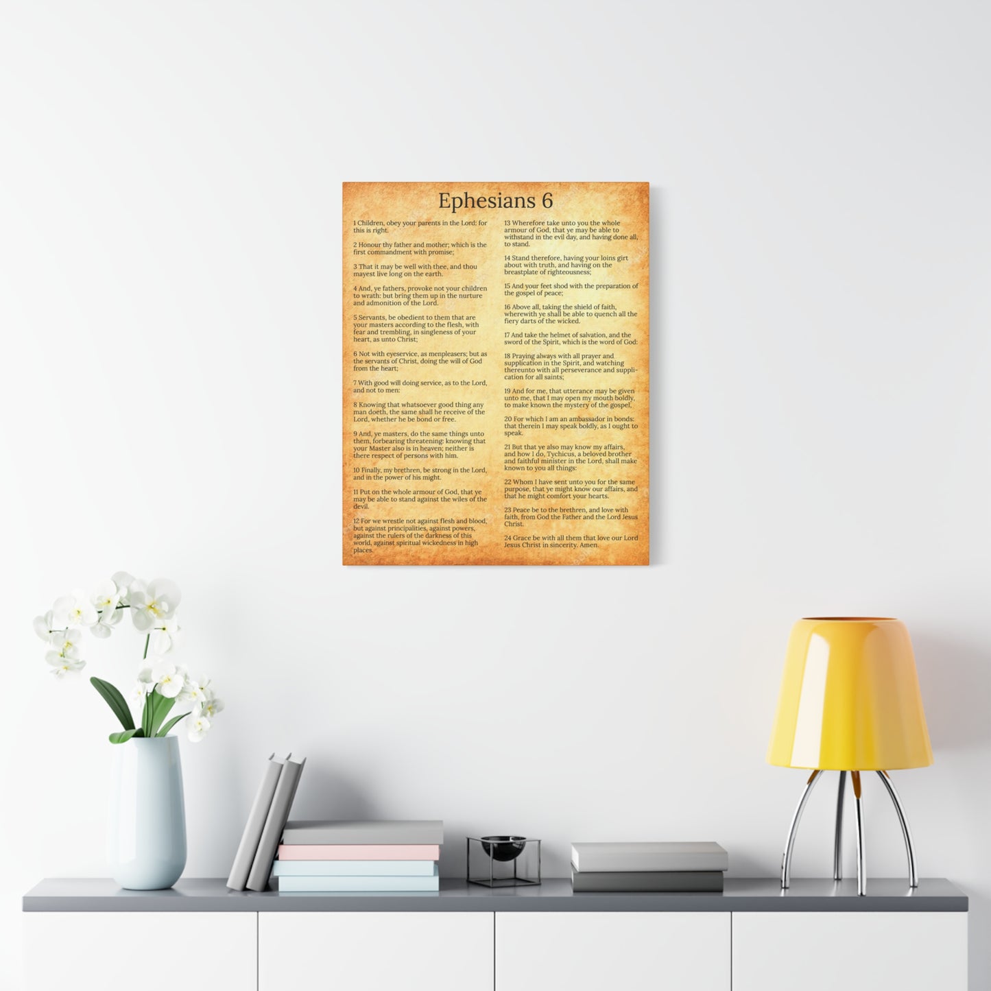 Scripture Walls Ephesians 6 Chapter Gold Protection of the Believer Christian Wall Art Print Ready to Hang Unframed