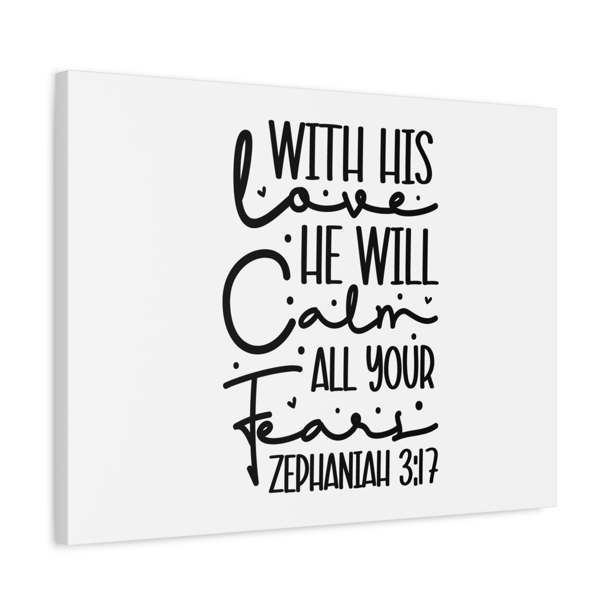 Scripture Canvas With His Love Zephaniah 3:17 Christian Wall Art Bible Verse Print Ready to Hang