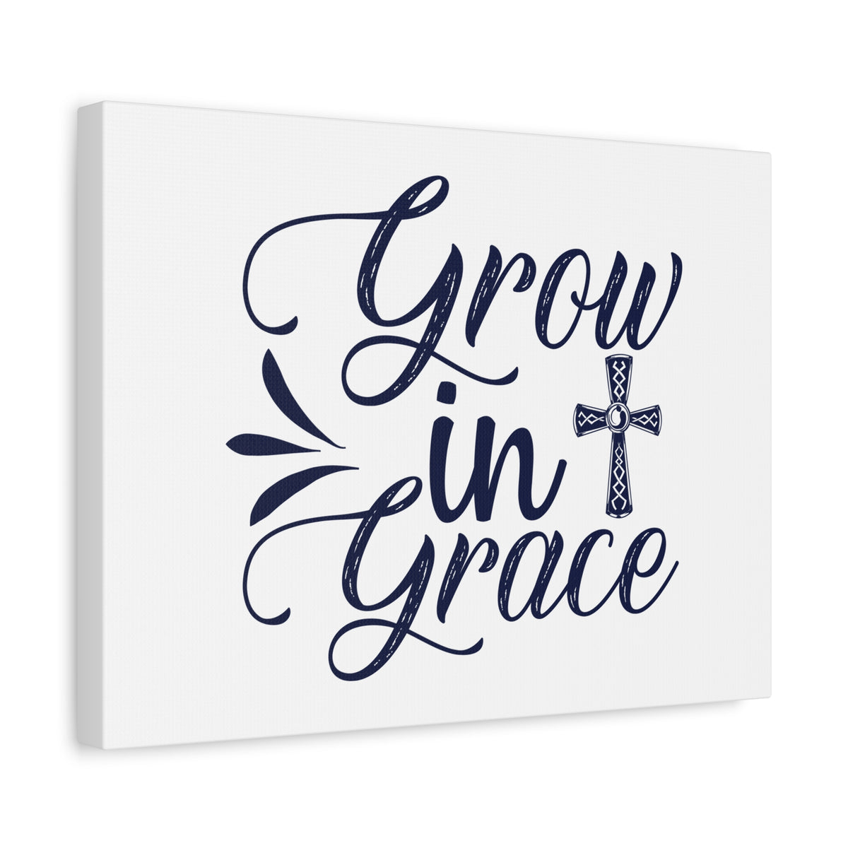 Scripture Canvas Grow In Grace 2 Peter 3:18 Ornamental Cross Christian Wall Art Bible Verse Print Ready to Hang