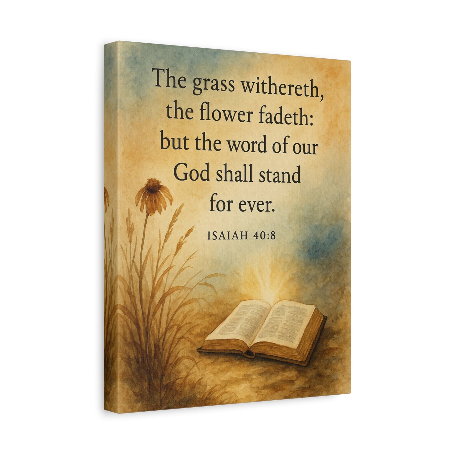 Bible Verse Canvas Isaiah 40:8 Christian Home Décor Wall Art Scripture Ready to Hang Faith Print