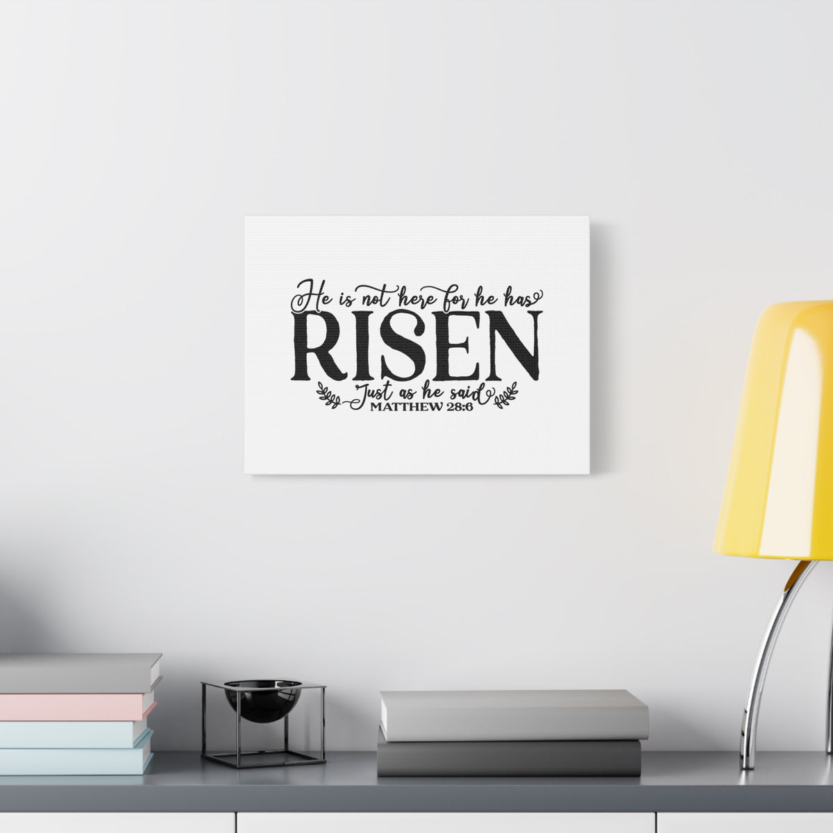 Scripture Canvas He Has Risen Matthew 28:6 Christian Wall Art Bible Verse Print Ready to Hang