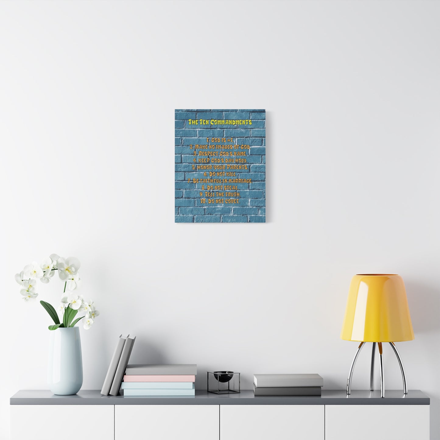 Scripture Canvas 10 Commandments For Kids Brick Wall Christian Wall Art Print Ready to Hang