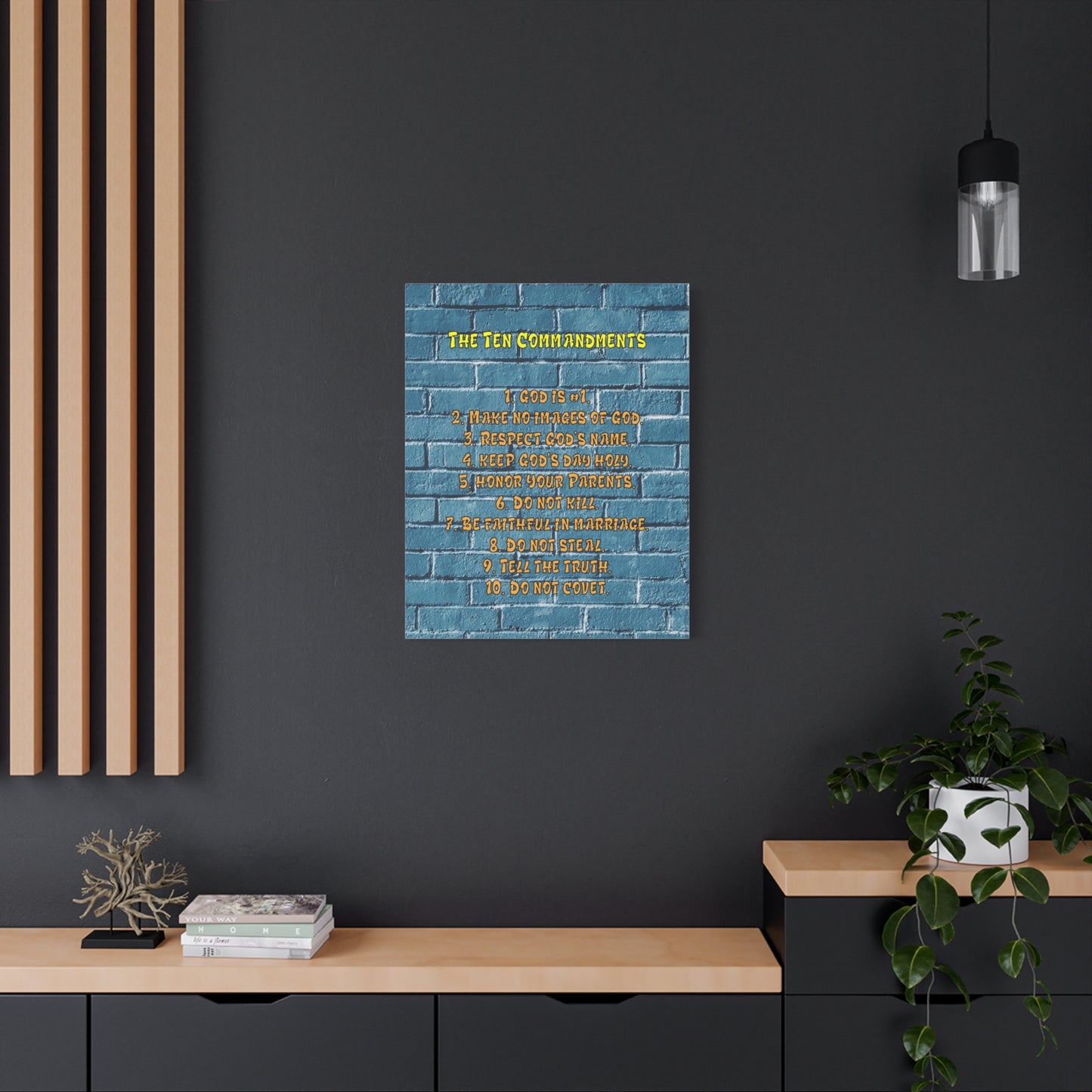 Scripture Canvas 10 Commandments For Kids Brick Wall Christian Wall Art Print Ready to Hang
