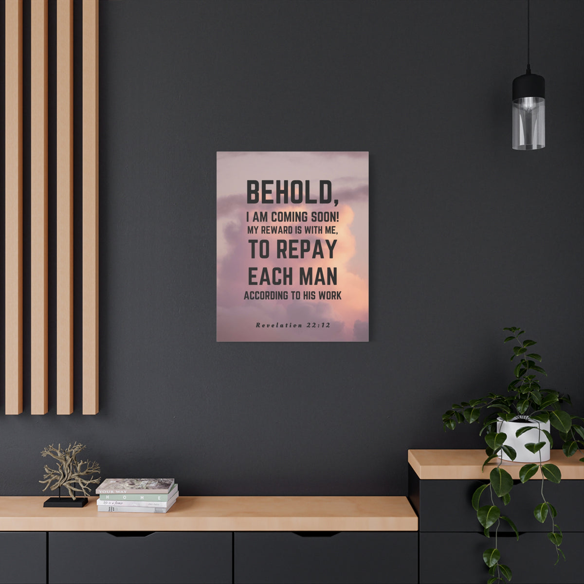 Scripture Canvas I Am Coming Soon Revelation 22:12 Christian Wall Art Bible Verse Print Ready to Hang