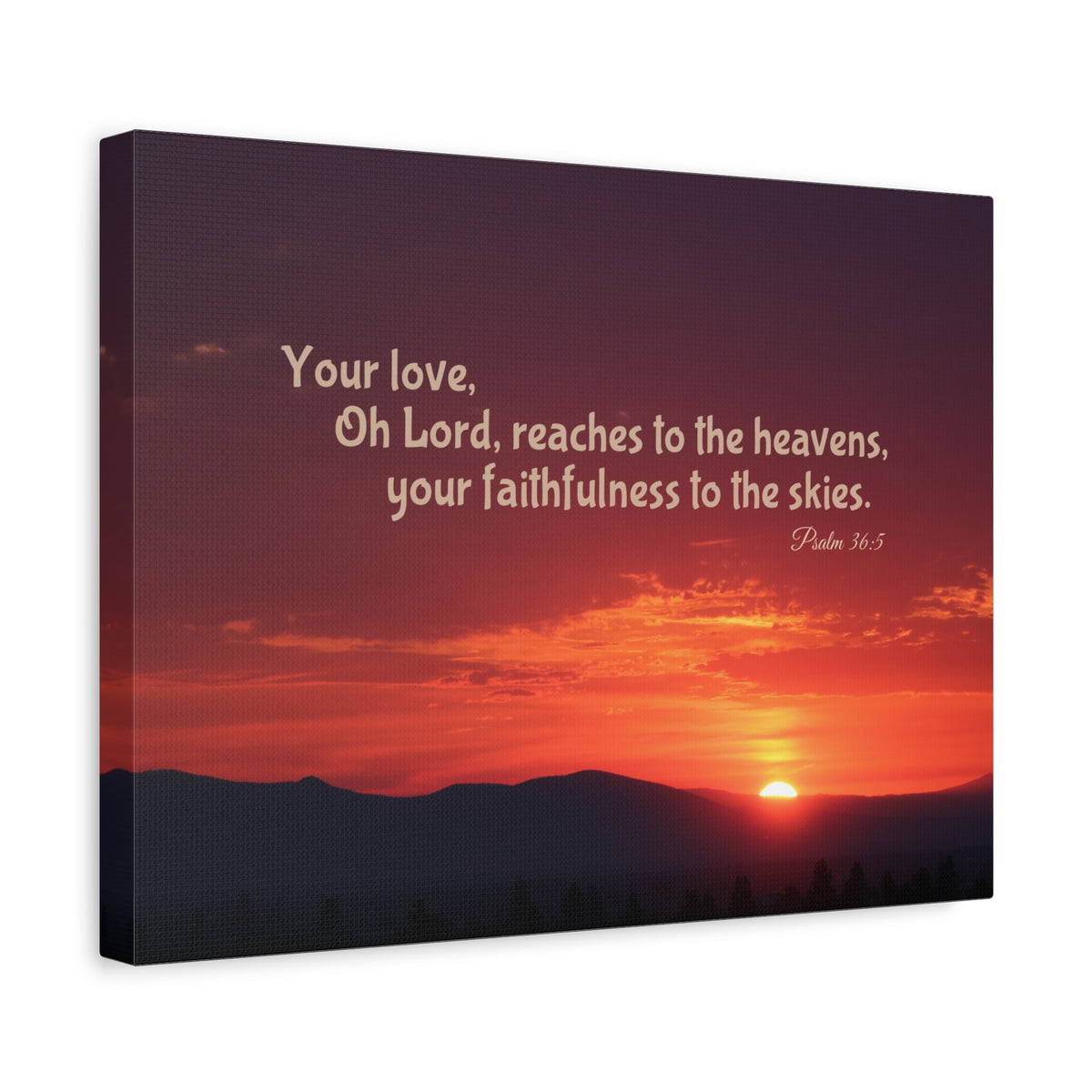 Scripture Canvas Reaches To The Heavens Psalm 36:5 Christian Wall Art Bible Verse Print Ready to Hang